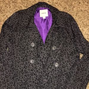 Girls black leopard trench jacket